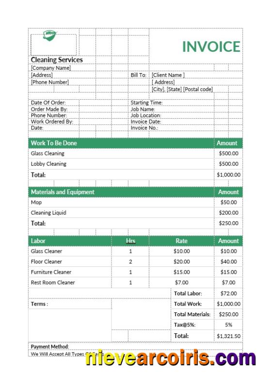 Cleaning Services Invoice